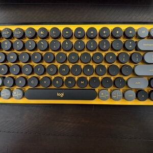 Logitech Pop Keys Mechanical Wireless Keyboard - Yellow&Black, mouse & cover
